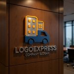 画像9: トラックとビルディングの運送・引越しロゴ (9)