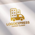 画像11: トラックとビルディングの運送・引越しロゴ (11)