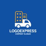 画像4: トラックとビルディングの運送・引越しロゴ (4)