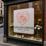 画像7: 寄り添う手と輝くハートの優しさロゴ (7)