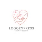 画像1: 寄り添う手と輝くハートの優しさロゴ (1)