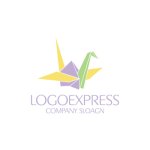 画像1: カラフルな折り鶴のロゴ (1)