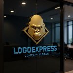 画像15: 力強いゴリラと菱形のエンブレムロゴ (15)