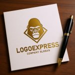 画像6: 力強いゴリラと菱形のエンブレムロゴ (6)