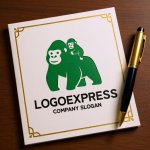 画像6: ゴリラの親子が示す保護と成長のロゴ (6)