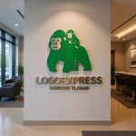 画像10: ゴリラの親子が示す保護と成長のロゴ (10)