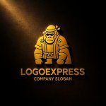 画像12: 鉢巻と法被姿のゴリラが示す、和の力強さロゴ (12)