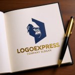 画像6: 六角形とゴリラの力強いロゴ (6)