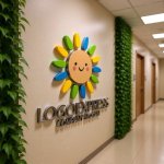 画像15: 笑顔の太陽とカラフルな光が輝くロゴ (15)