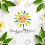 画像9: 笑顔の太陽とカラフルな光が輝くロゴ (9)