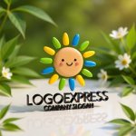 画像12: 笑顔の太陽とカラフルな光が輝くロゴ (12)