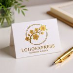 画像16: 桜の枝と円が彩る和風エレガントロゴ (16)