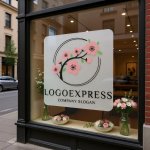 画像7: 桜の枝と円が彩る和風エレガントロゴ (7)