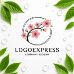 画像9: 桜の枝と円が彩る和風エレガントロゴ (9)