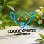 画像12: 笑顔のハートと翼が彩る、優しさと保護のロゴ (12)
