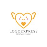 画像3: 笑顔のハートと翼が彩る、優しさと保護のロゴ (3)