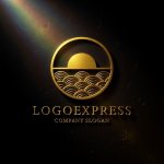 画像12: 青海波と日の出が象徴する、和の円形ロゴ (12)