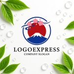 画像9: 富士山と桜の和風ロゴ (9)