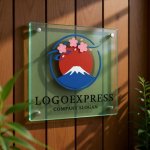 画像11: 富士山と桜の和風ロゴ (11)