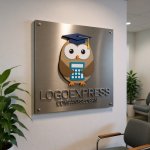 画像14: 博士帽と電卓を持つフクロウの知恵と教育ロゴ (14)