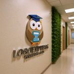 画像15: 博士帽と電卓を持つフクロウの知恵と教育ロゴ (15)