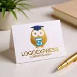 画像16: 博士帽と電卓を持つフクロウの知恵と教育ロゴ (16)