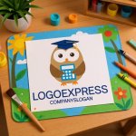 画像8: 博士帽と電卓を持つフクロウの知恵と教育ロゴ (8)