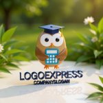 画像12: 博士帽と電卓を持つフクロウの知恵と教育ロゴ (12)