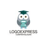 画像3: 博士帽と電卓を持つフクロウの知恵と教育ロゴ (3)