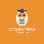 画像4: 博士帽と電卓を持つフクロウの知恵と教育ロゴ (4)