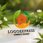 画像12: 手と葉が守る、安心と成長の住まいロゴ (12)