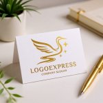 画像16: 優雅に舞う鶴と輝く星の黄金ロゴ (16)