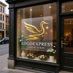 画像7: 優雅に舞う鶴と輝く星の黄金ロゴ (7)