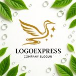 画像9: 優雅に舞う鶴と輝く星の黄金ロゴ (9)