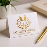 画像16: 桜とウサギの可愛らしいロゴ (16)