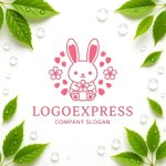 画像9: 桜とウサギの可愛らしいロゴ (9)