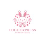 画像1: 桜とウサギの可愛らしいロゴ (1)