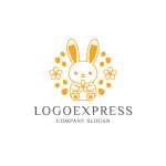 画像3: 桜とウサギの可愛らしいロゴ (3)