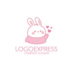 画像1: 愛らしいウサギとハートのロゴ (1)