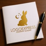 画像6: 可愛らしいウサギと星月夜の夢ロゴ (6)