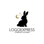 画像3: 可愛らしいウサギと星月夜の夢ロゴ (3)