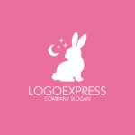 画像4: 可愛らしいウサギと星月夜の夢ロゴ (4)