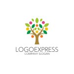 画像1: カラフルな実りの木ロゴ (1)