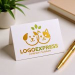 画像16: 犬猫の繋がりと植物のロゴ (16)