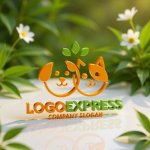 画像12: 犬猫の繋がりと植物のロゴ (12)