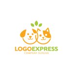 画像1: 犬猫の繋がりと植物のロゴ (1)