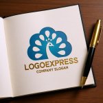 画像6: 優雅な孔雀ロゴ (6)