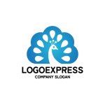 画像1: 優雅な孔雀ロゴ (1)