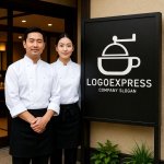 画像7: コーヒーミルとカップのラインアートロゴ (7)