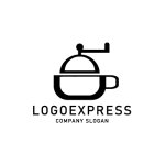 画像3: コーヒーミルとカップのラインアートロゴ (3)